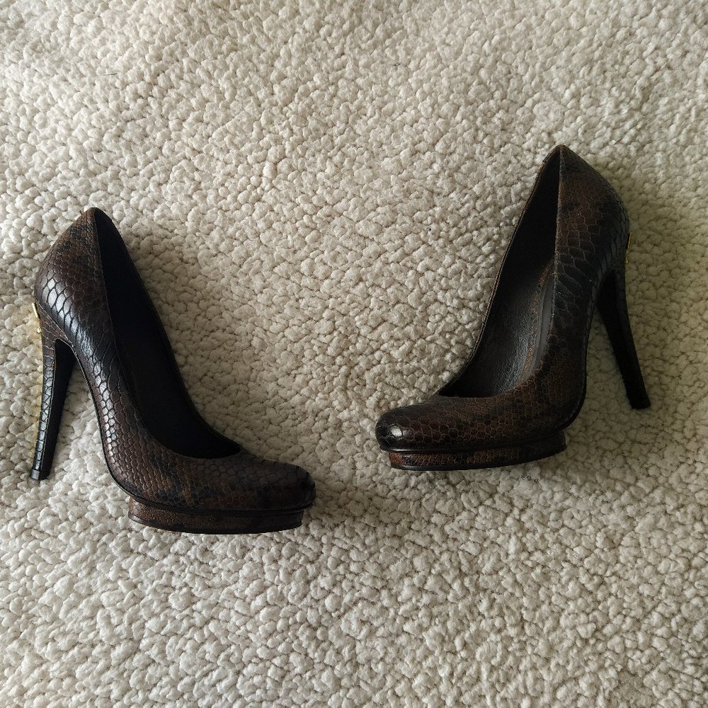 Tory Burch Jude Snakeskin Leather Heels